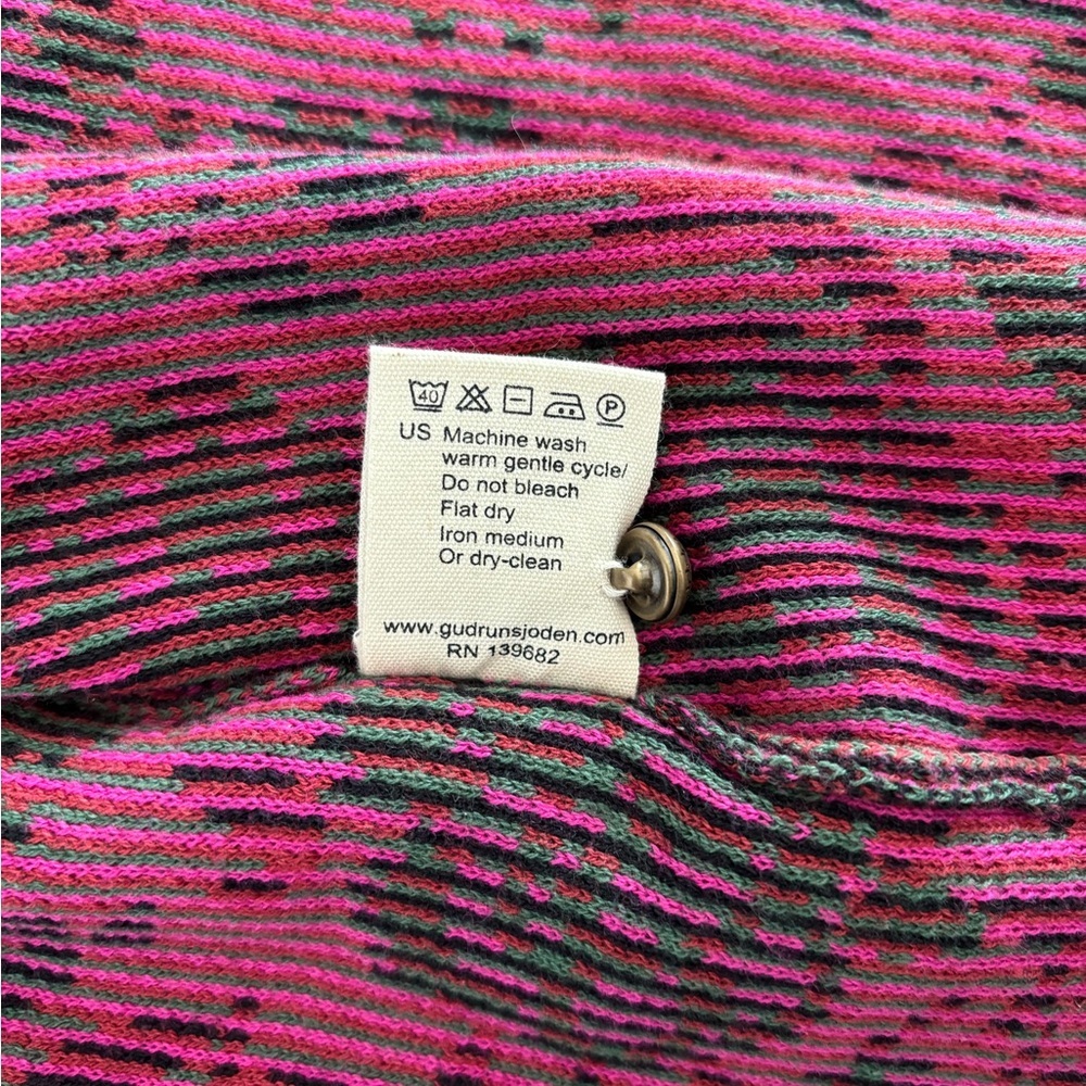 Gudrun Sjödén Knit Cardigan Sweater Medium Black Pink Floral Bold 50% Org Cotton - Picture 6 of 12